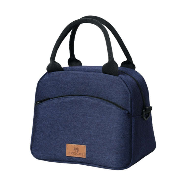 FRISCHE Portable Handheld Insulated Lunch Pack Outdoor Picnic Large Capacity Bento Bag(Navy Blue)