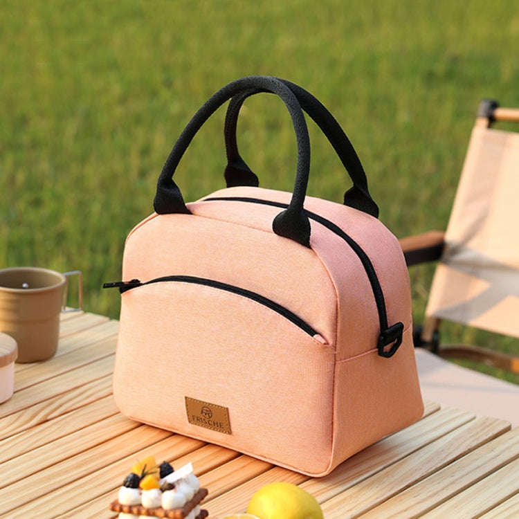 FRISCHE Portable Handheld Insulated Lunch Pack Outdoor Picnic Large Capacity Bento Bag(Navy Blue)