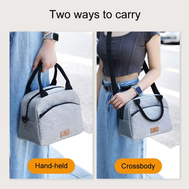 FRISCHE Portable Handheld Insulated Lunch Pack Outdoor Picnic Large Capacity Bento Bag(Gray)