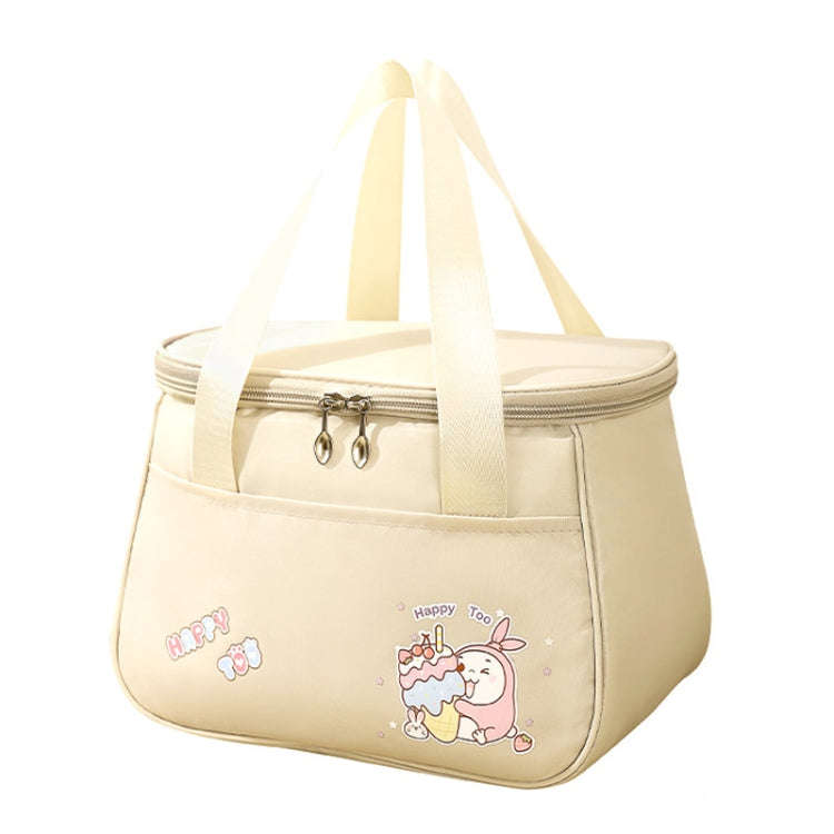 Portable Handheld Insulated Lunch Pack Outdoor Picnic Thicked Bento Bag(Beige)