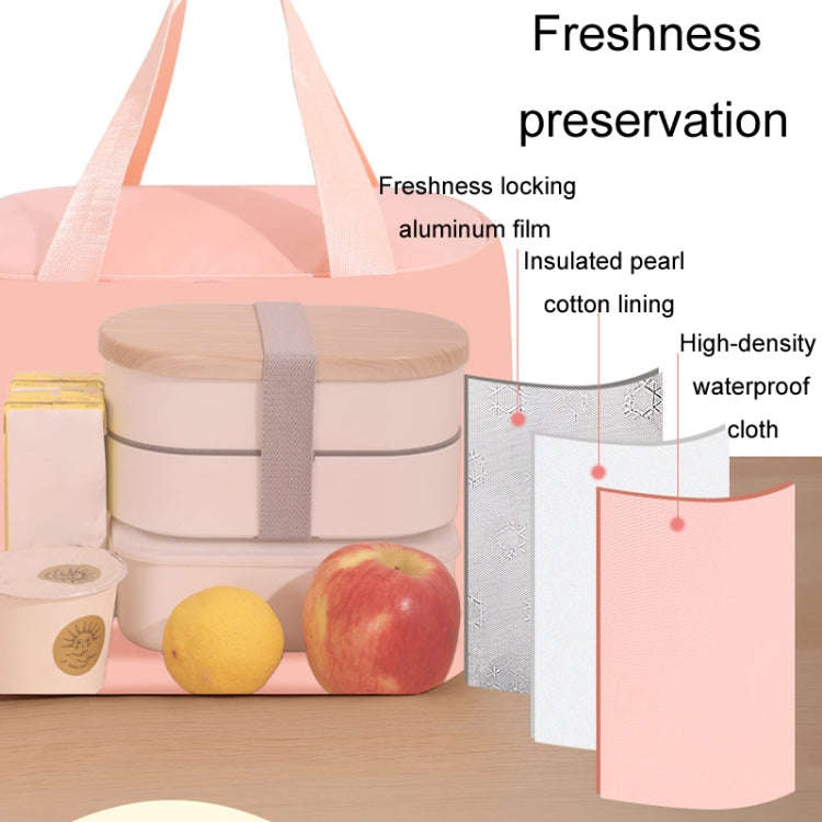 Portable Handheld Insulated Lunch Pack Outdoor Picnic Thicked Bento Bag(Blue)