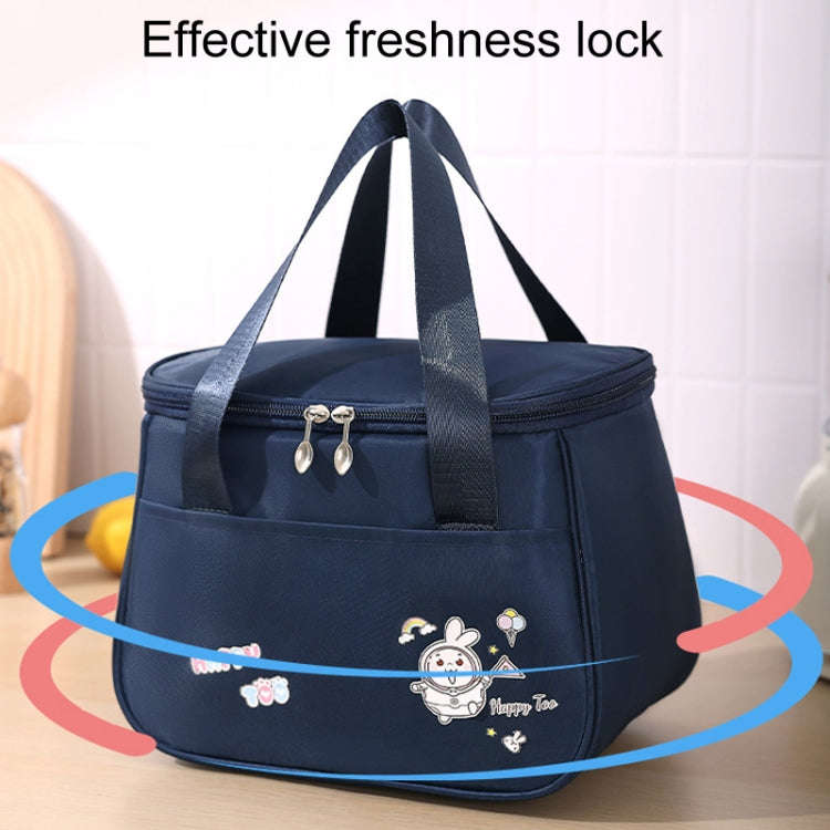 Portable Handheld Insulated Lunch Pack Outdoor Picnic Thicked Bento Bag(Blue)