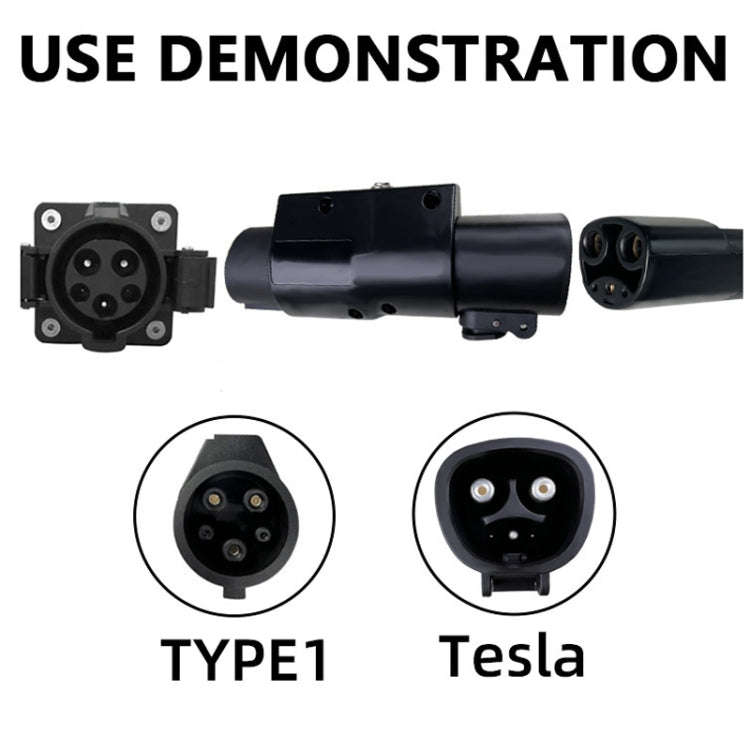 For Tesla-TYPE1 Electric Vehicle Charging Station Adapter Conversion Head(Black)