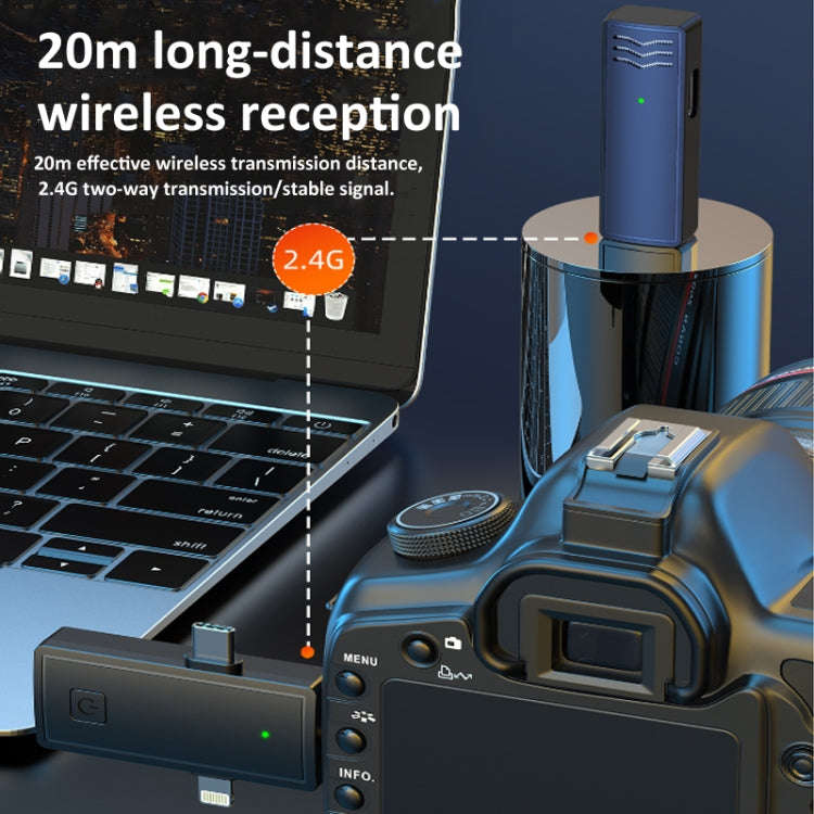 3 In 1 Wireless Lavalier Microphone For iPhone Type-C / USB-C 3.5mm Jack Smartphone SLR Camera PC...