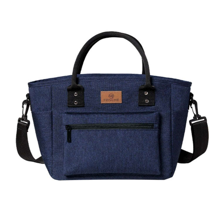 FRISCH Portable Handheld Insulated Lunch Pack Outdoor Picnic Thicked Bento Bag(Navy Blue)