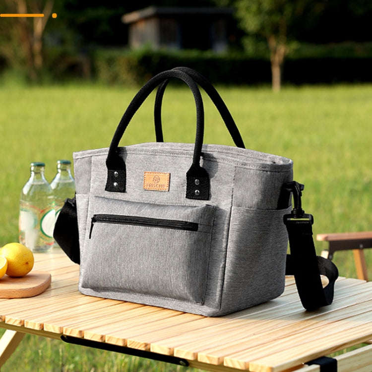 FRISCH Portable Handheld Insulated Lunch Pack Outdoor Picnic Thicked Bento Bag(Navy Blue)