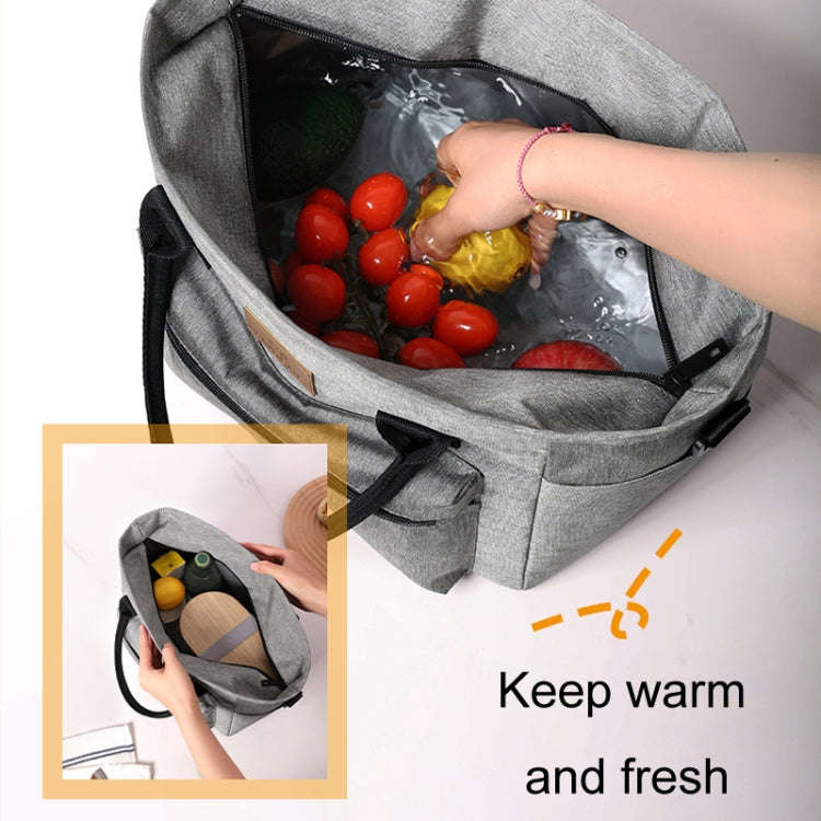 FRISCH Portable Handheld Insulated Lunch Pack Outdoor Picnic Thicked Bento Bag(Navy Blue)