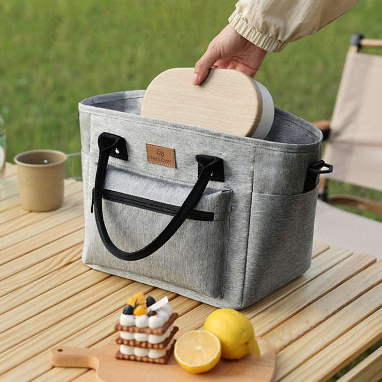 FRISCH Portable Handheld Insulated Lunch Pack Outdoor Picnic Thicked Bento Bag(Navy Blue)