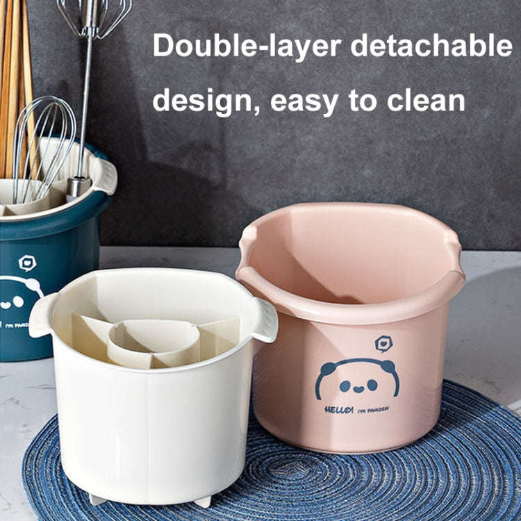 Multifunctional Household Chopsticks Spoon Storage Rack Double-layer Kitchen Drain Holder(Light B...