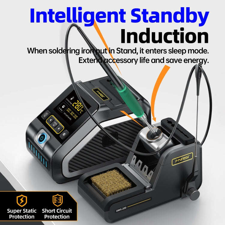 FNIRSI 200W Intelligent Constant Temperature Electric Soldering Iron Station, Set: US Plug F210 K...