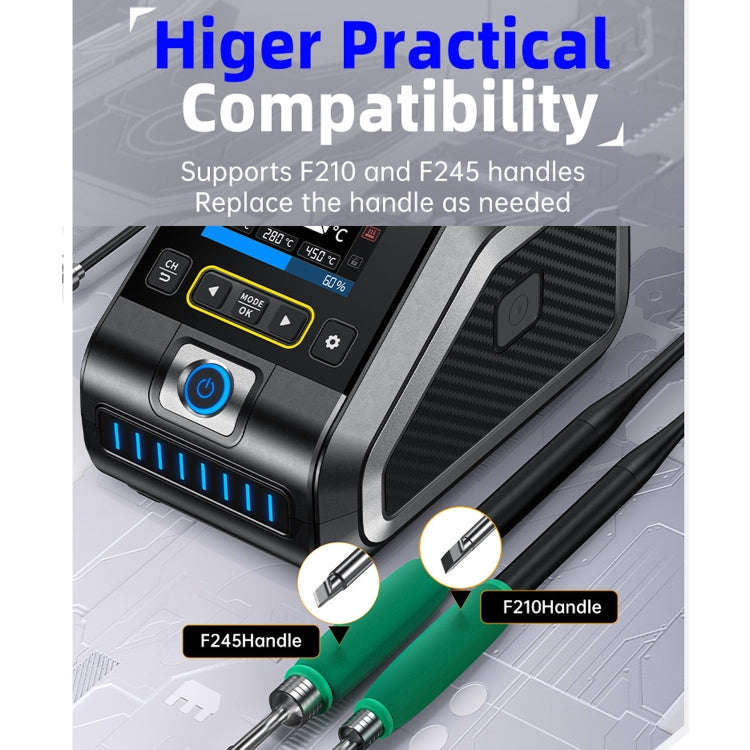 FNIRSI 200W Intelligent Constant Temperature Electric Soldering Iron Station, Set: US Plug F245 B...
