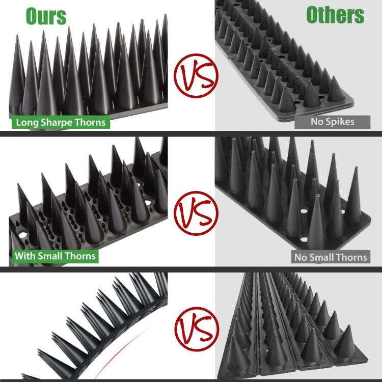 20pcs /Box 30cm 3 Rows Spikes Plastic Bird Repellent Spikes Anti-theft Bird Chase Cat Spikes(Brown)