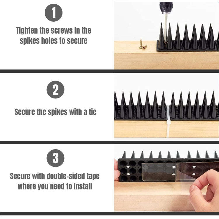 20pcs /Box 30cm 3 Rows Spikes Plastic Bird Repellent Spikes Anti-theft Bird Chase Cat Spikes(Brown)