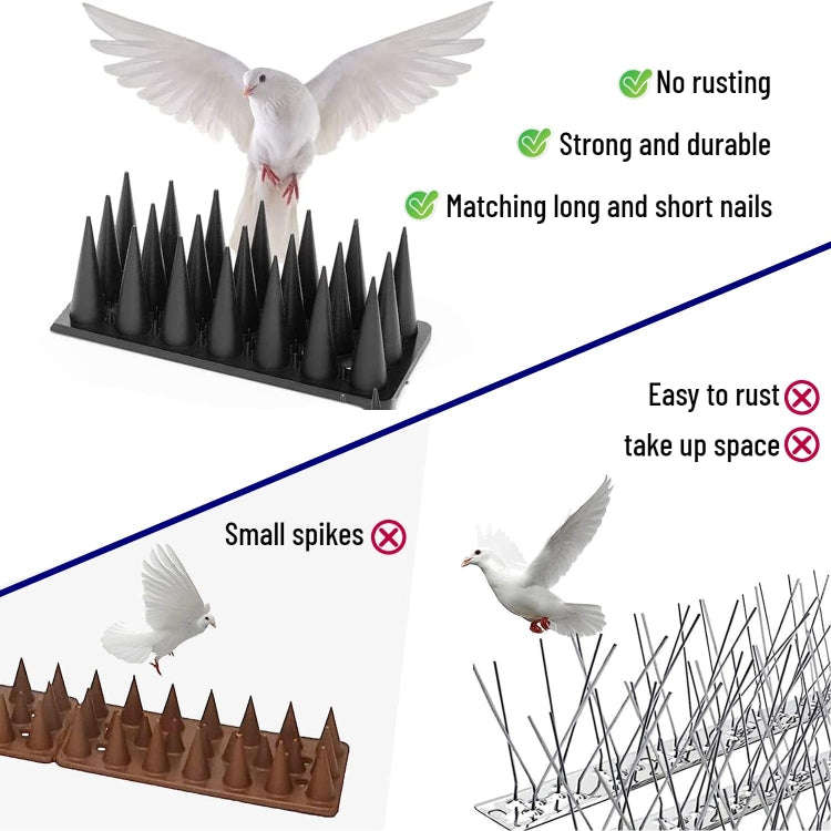20pcs /Box 30cm 3 Rows Spikes Plastic Bird Repellent Spikes Anti-theft Bird Chase Cat Spikes(Brown)