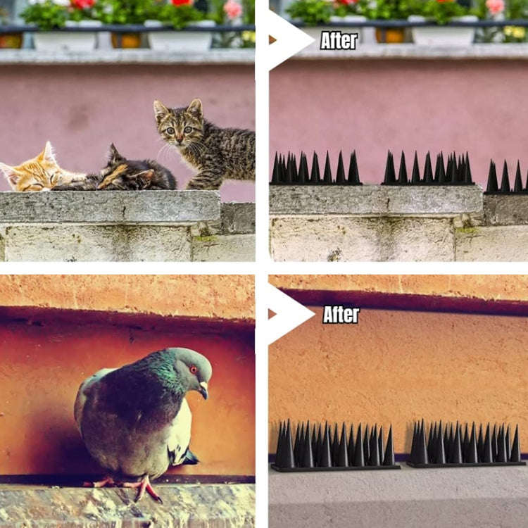 20pcs /Box 30cm 3 Rows Spikes Plastic Bird Repellent Spikes Anti-theft Bird Chase Cat Spikes(Brown)