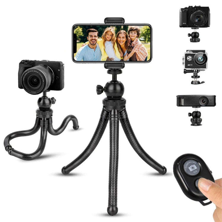 Octopus Fish Silicone Camera Tripod Desktop Folding Stand With Bluetooth Controller+Adapter+Phone...