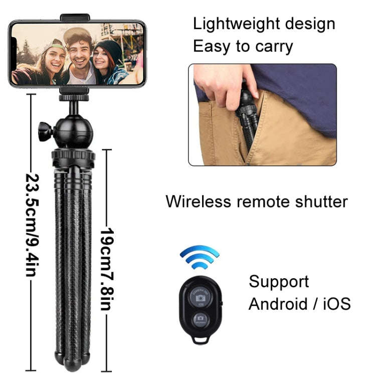 Octopus Fish Silicone Camera Tripod Desktop Folding Stand With Bluetooth Controller+Adapter+Phone...