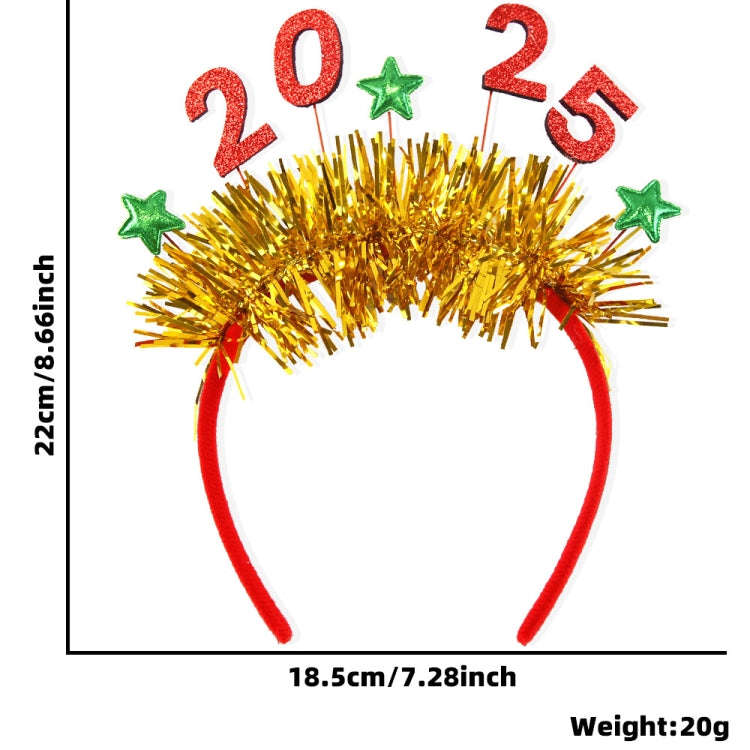 2025 Digital Christmas Party Decoration Headband Mall Bar New Year Eve Event Headdress(Red)
