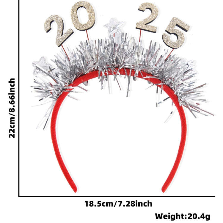 2025 Digital Christmas Party Decoration Headband Mall Bar New Year Eve Event Headdress(Silver)