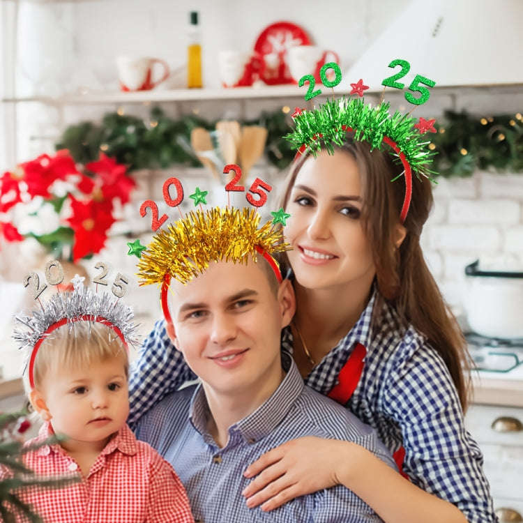 2025 Digital Christmas Party Decoration Headband Mall Bar New Year Eve Event Headdress(Gold)