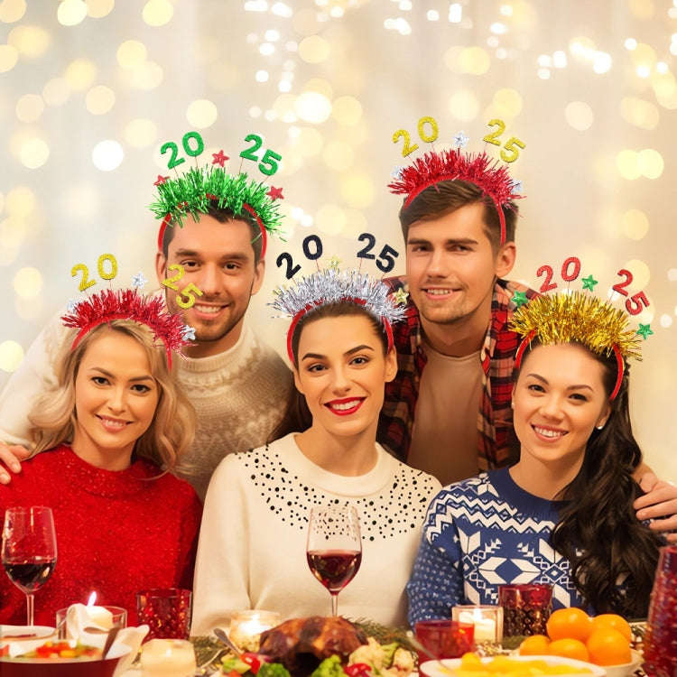 2025 Digital Christmas Party Decoration Headband Mall Bar New Year Eve Event Headdress(Gold)