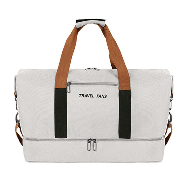 Set Trolley Short Trip Traveling Bag Wet And Dry Separation Large Capacity Storage Pack(White Gray)