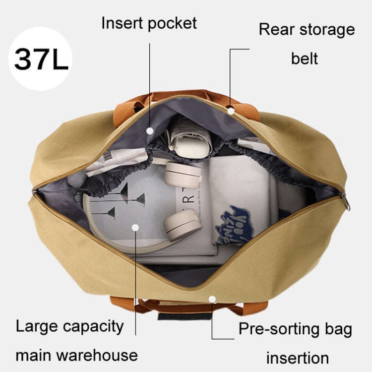 Set Trolley Short Trip Traveling Bag Wet And Dry Separation Large Capacity Storage Pack(Beige)