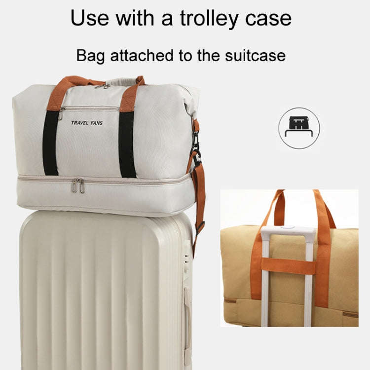 Set Trolley Short Trip Traveling Bag Wet And Dry Separation Large Capacity Storage Pack(Beige)