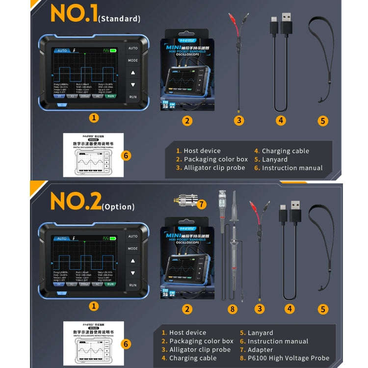 FNIRSI 2 In 1 Mini Portable Digital Oscilloscope Signal Generator, Set: Upgrade