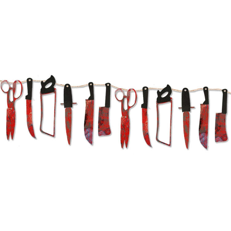 12pcs Halloween Imitation Blood Knife Pendant Decorative Flag Haunted House Door Curtain