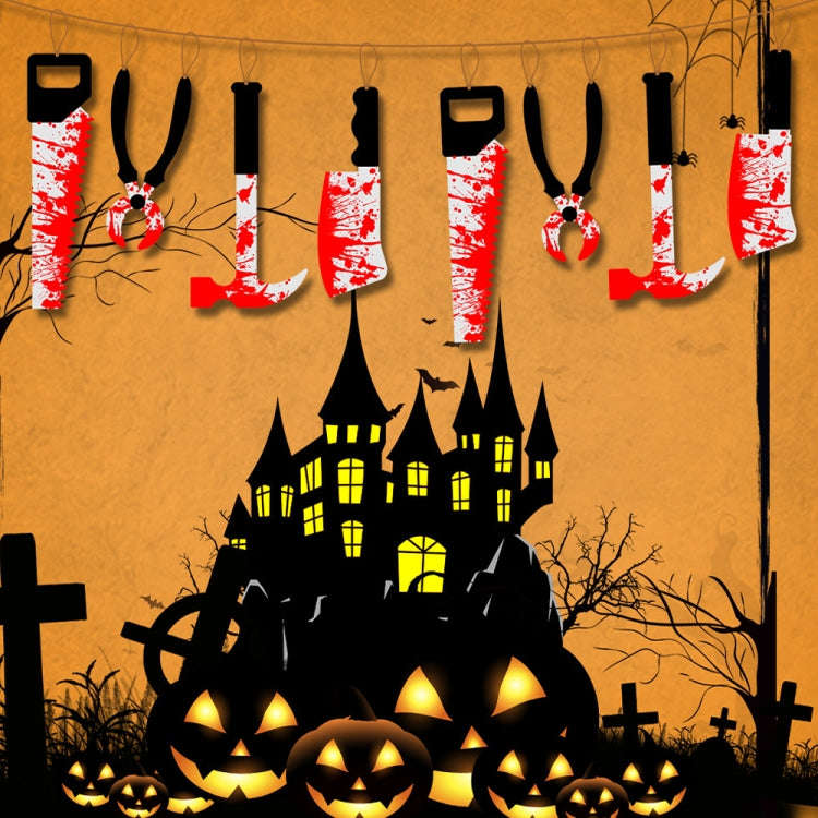 12pcs Halloween Imitation Blood Knife Pendant Decorative Flag Haunted House Door Curtain