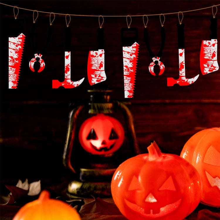 12pcs Halloween Imitation Blood Knife Pendant Decorative Flag Haunted House Door Curtain