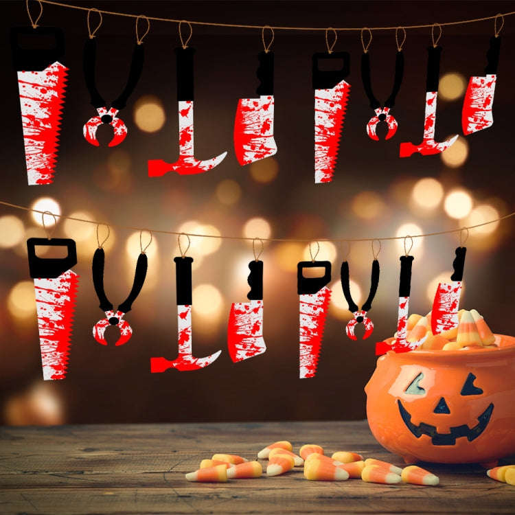 12pcs Halloween Imitation Blood Knife Pendant Decorative Flag Haunted House Door Curtain