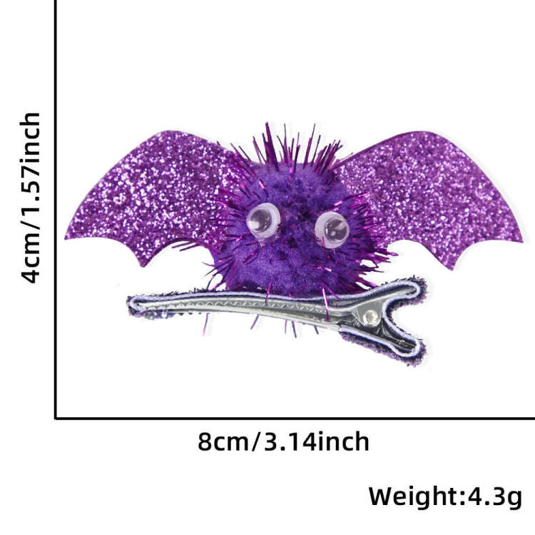 1pair Halloween Bat Hairpin Children Costume Headdress(Purple)