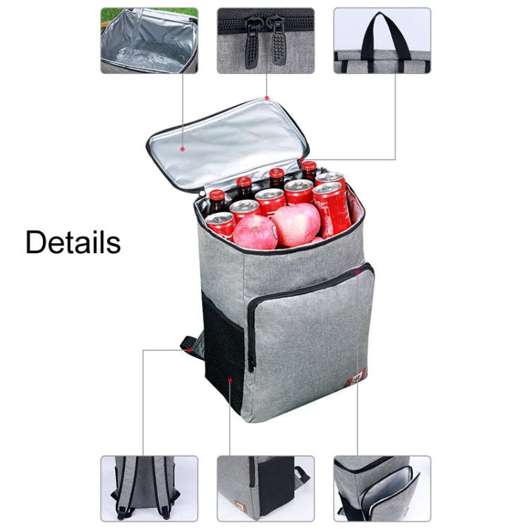 20L Camping Portable Double Shoulder Insulated Pack Outdoor Picnic Large Capacity Lunch Bag(Black)