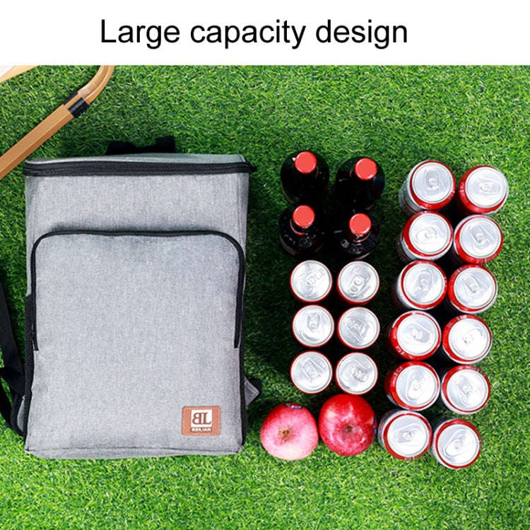 20L Camping Portable Double Shoulder Insulated Pack Outdoor Picnic Large Capacity Lunch Bag(Black)