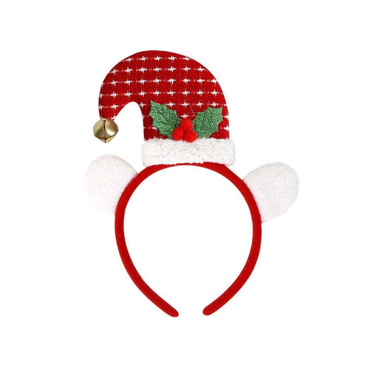 3D Cartoon Christmas Headband Christmas Party Decorations, Color: Red White Plaid
