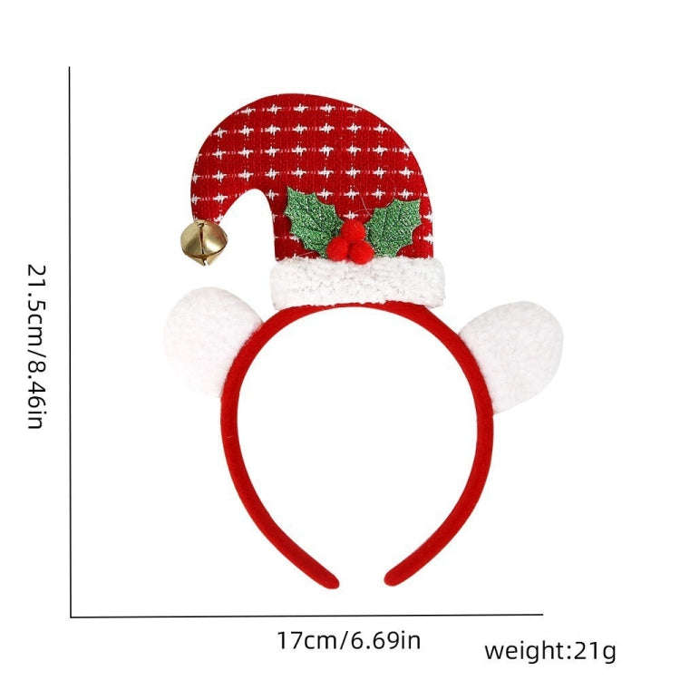 3D Cartoon Christmas Headband Christmas Party Decorations, Color: Red White Plaid