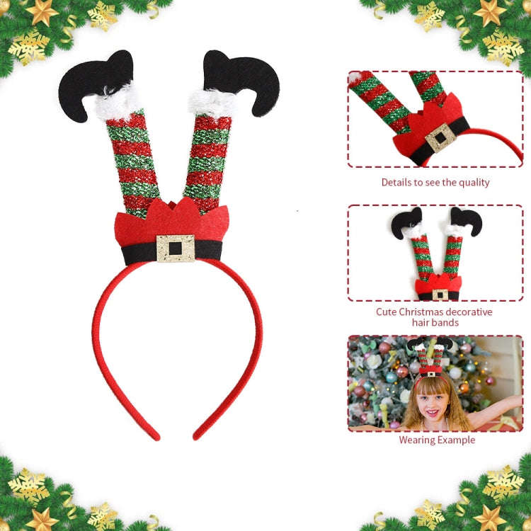 3D Cartoon Christmas Headband Christmas Party Decorations, Color: Double Crutches