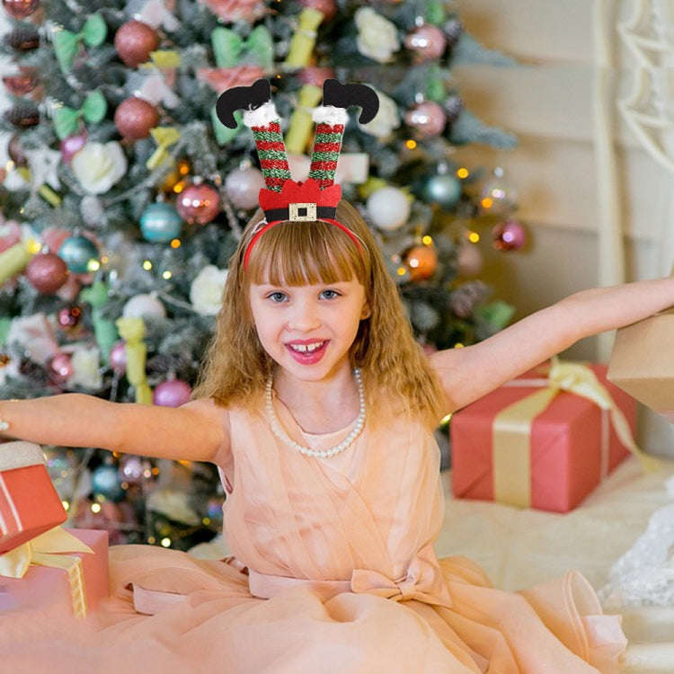 3D Cartoon Christmas Headband Christmas Party Decorations, Color: Double Crutches