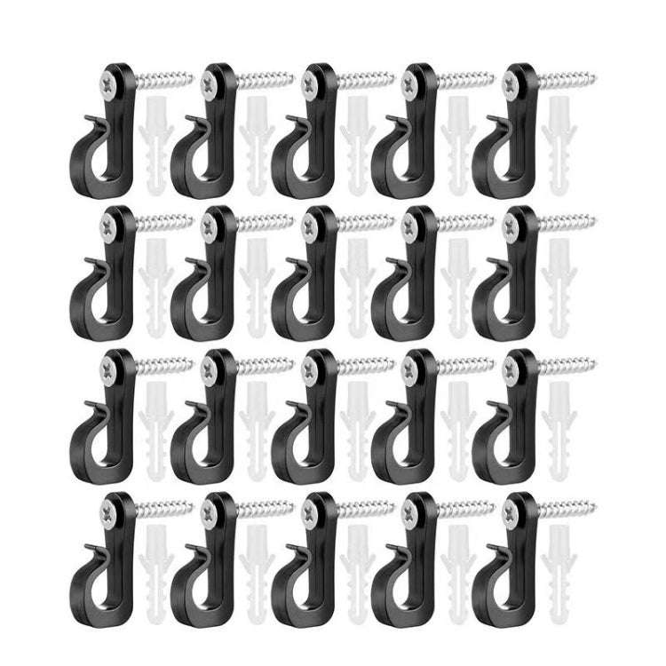 20pcs /Box Holiday Lights Hanger Hooks With Phillips Screw For Wire And Led Light(Black)