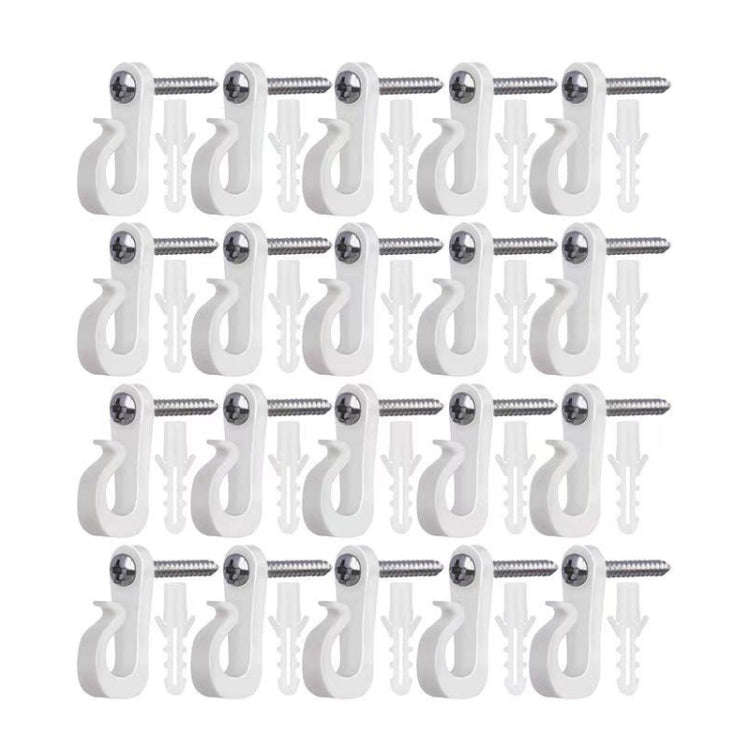 20pcs /Box Holiday Lights Hanger Hooks With Phillips Screw For Wire And Led Light(White)