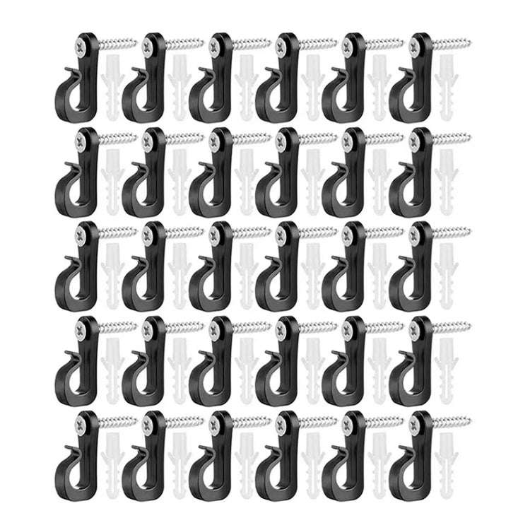 30pcs /Box Holiday Lights Hanger Hooks With Phillips Screw For Wire And Led Light(Black)