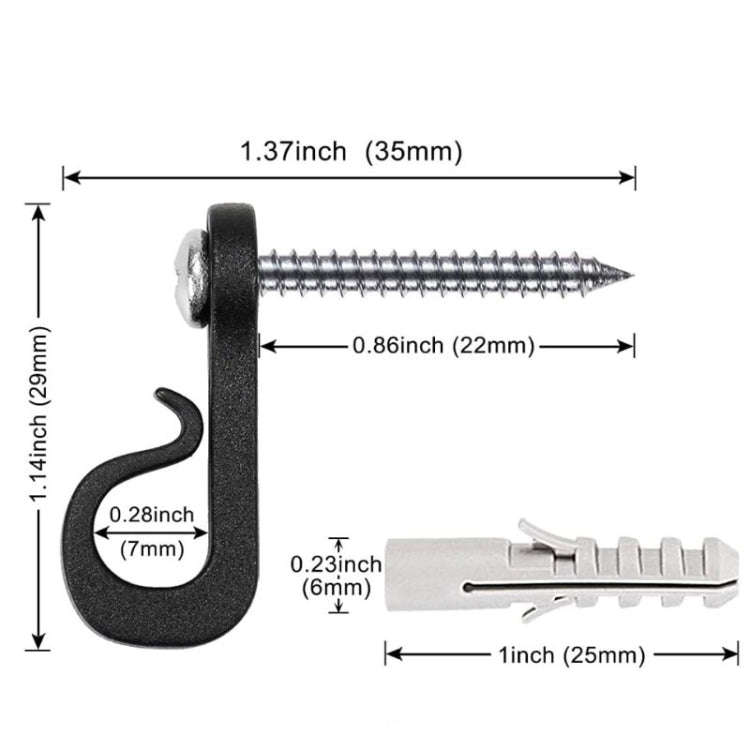 20pcs /Box Holiday Lights Hanger Hooks With Phillips Screw For Wire And Led Light(Black)