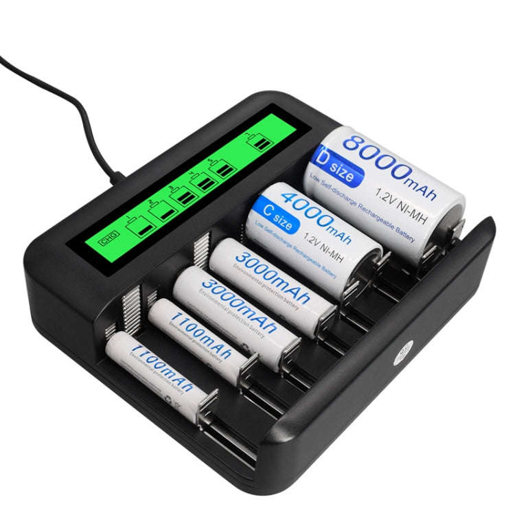 NC559 Eight-Slot LCD Multifunctional Battery Charger AA / AAA / C / D Charger