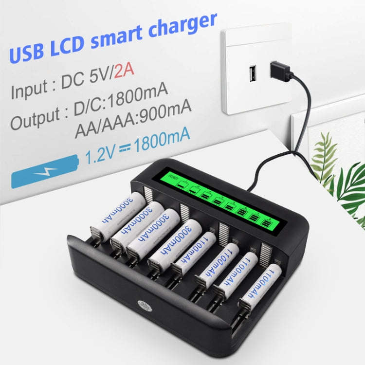 NC559 Eight-Slot LCD Multifunctional Battery Charger AA / AAA / C / D Charger