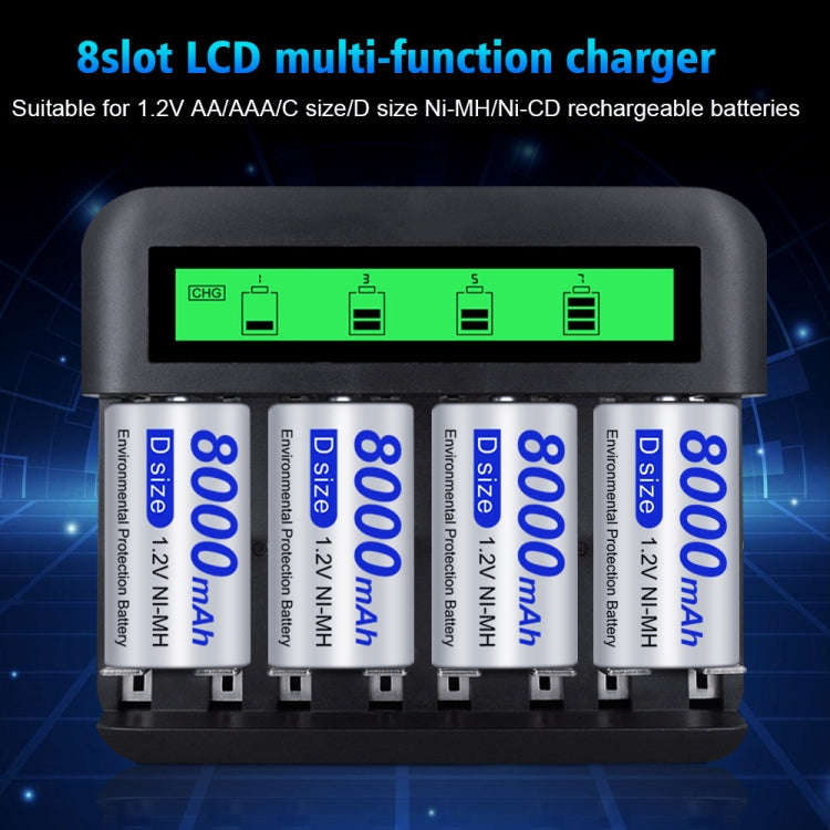 NC559 Eight-Slot LCD Multifunctional Battery Charger AA / AAA / C / D Charger