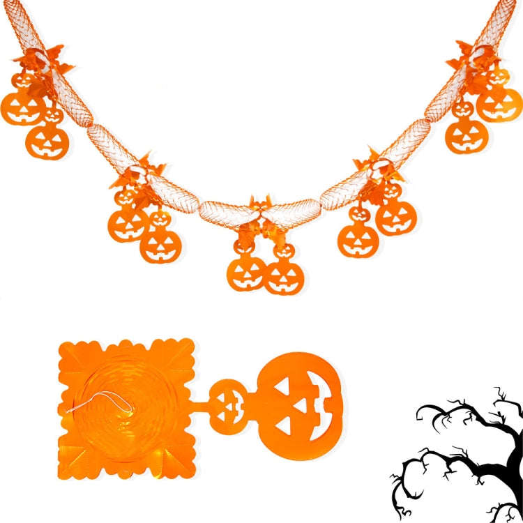 3m Halloween Honeycomb Garland Pendant Spider Bat Party Flag Scene Layout Props(Pumpkin)