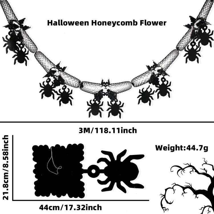 3m Halloween Honeycomb Garland Pendant Spider Bat Party Flag Scene Layout Props(Skull)