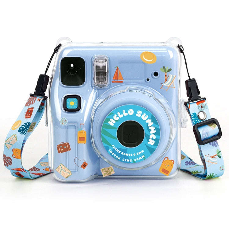 For Fujifilm instax mini SE Photo Bag Crystal Case Shoulder Strap Rope Sticker Set(Pink Cat)
